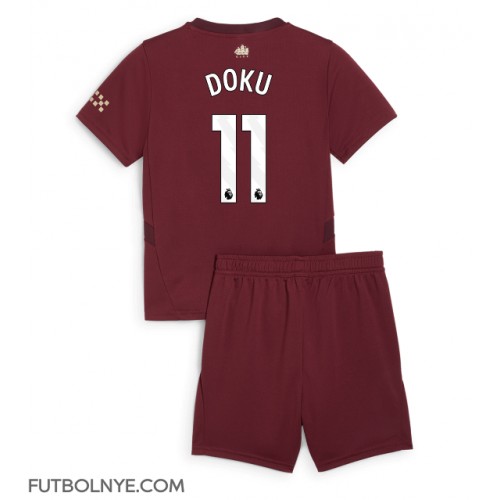 Camiseta Manchester City Jeremy Doku #11 Tercera Equipación para niños 2024-25 manga corta (+ pantalones cortos)